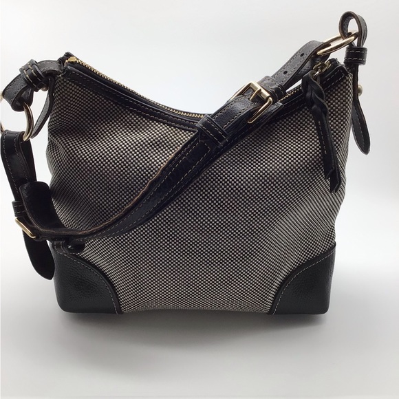 Dooney & Bourke Black, White & Tan Leather & Canvas Purse - Picture 2 of 16
